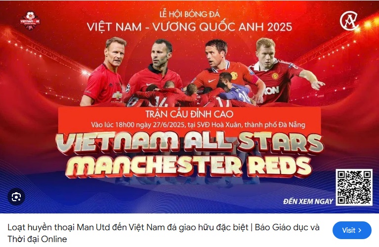 Loạt cựu danh thủ Man Utd thế hệ vàng sắp có chuyến thăm đầu tiên đến Đà Nẵng, Việt Nam trong khuôn khổ Lễ hội bóng đá Việt Nam - Vương quốc Anh. Nguồn: Manchester United