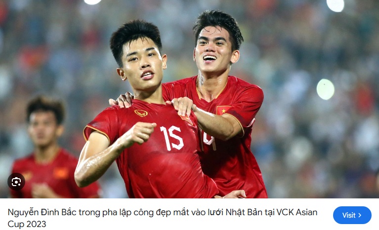 Nguyễn Đình Bắc trong pha lập công đẹp mắt vào lưới Nhật Bản tại VCK Asian Cup 2023. Nguồn: AFC Media
